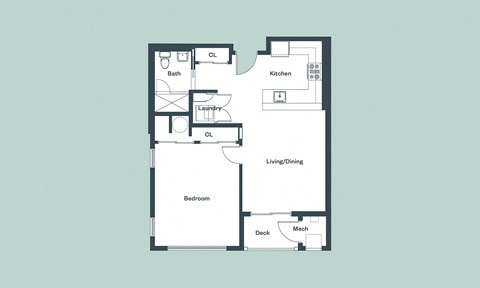 1-Bedroom_750sf  Floor Plan at 1177 Greens Farms, Connecticut, 06880