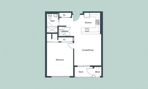 1-Bedroom_803sf Floor Plan at 1177 Greens Farms, Westport, Connecticut