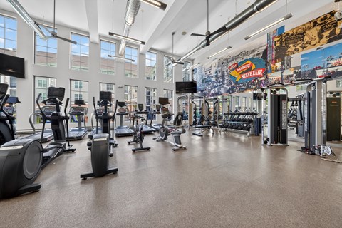 A modern fitness center at 1Kennedy Flats, Danbury, CT.