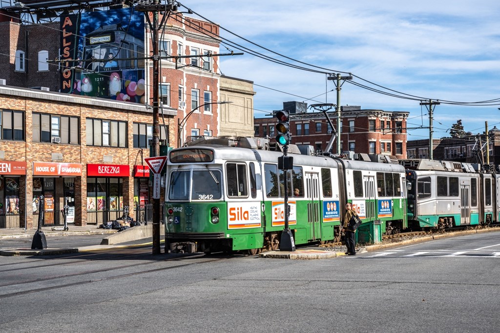 Green Line MBTA train at The Indie, Massachusetts  