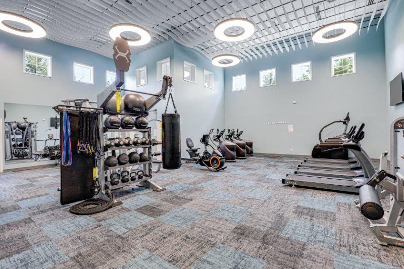 Full size fitness center with equipment at Town Walk at Hamden Hills, Connecticut