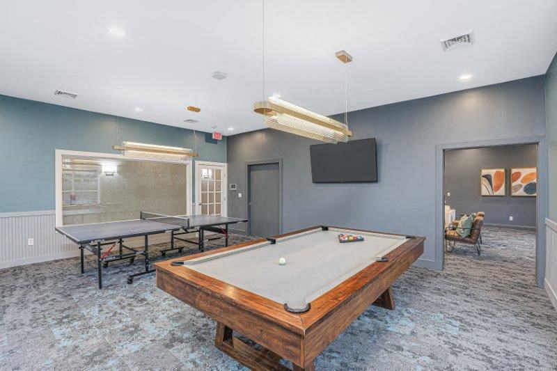 Game Room with pool table and ping pong table at Town Walk at Hamden Hills, Connecticut, 06518