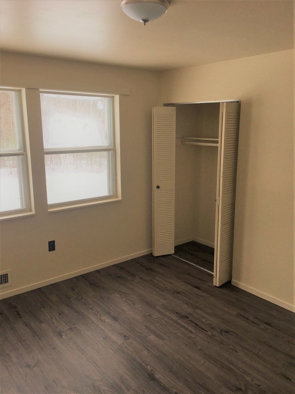 Empty bedroom with window at Haven South, Brunswick, ME, 04011
