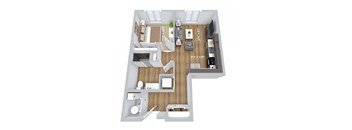 a234 floor plan  1 bedroom with 2 baths  129796