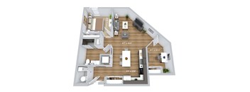a234 floor plan  1 bedroom with 2 baths  1192 square feet