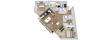 a floor plan of a home with a bedroom and a living room