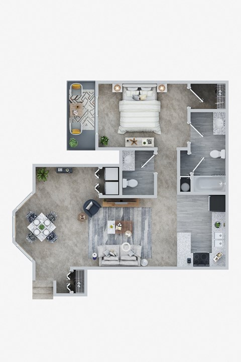 1 Bedroom | 1.5 Bath (Second Floor)