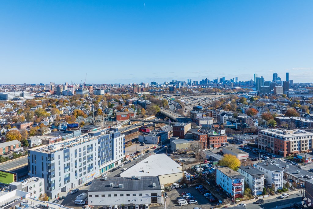 A cityscape with buildings at The Indie, Boston Massachusetts  