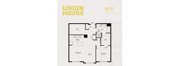 A floor plan for a Union House apartment unit B2, which is 964 square feet.