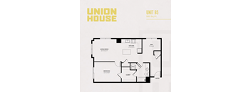 Unit b5 one bedroom den floor plan 930 square feet at Union House Apartments, Massachusetts, 1702