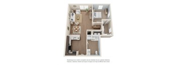1 Bedroom 1 Bath ADA Floor Plan at Atlantic Pointe, Brunswick Maine