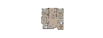 C-2E Floor Plan at 21 East Apartments, North Attleboro, 02760
