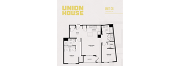 A floor plan of a Union House apartment unit C8, which is 1,222 square feet.