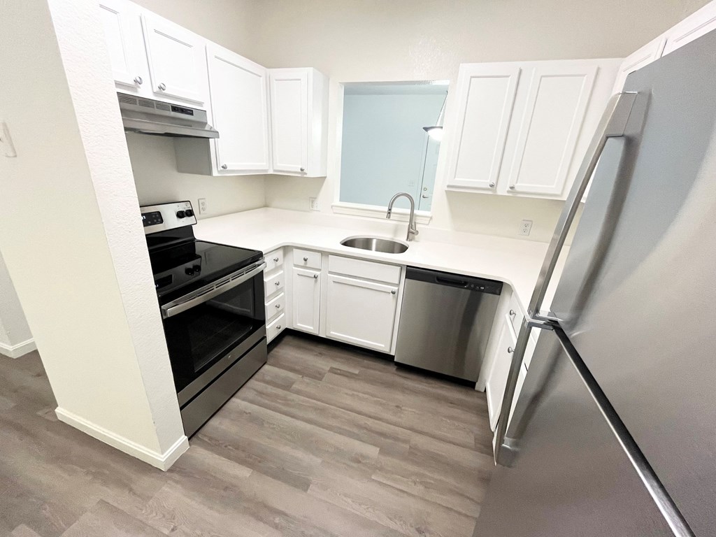 Renovated kitchen at Cumberland Crossing, Cumberland, RI, 02864