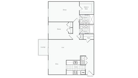 A floor plan of a house with labeled rooms such as Living Room, Dining Room, Kitchen, and Bedrooms.
