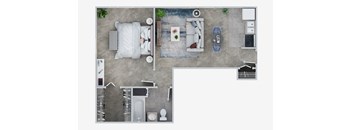 A1 Floor Plan with 600 square feet at Ashford Crossing, Shrewsbury, MA, 01545