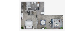 A2 Floorplan 675 square feet at Ashford Crossing, Shrewsbury, MA