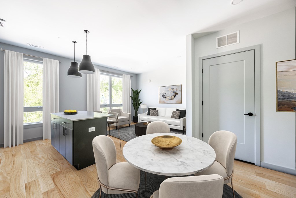 a view of the living room from the dining room