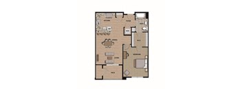 a floor plan of a house with a bedroom and a living room