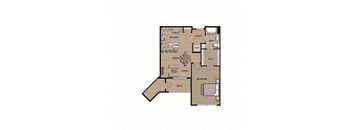 a floor plan with a mix of bedrooms and a living room