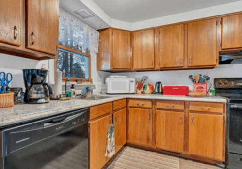 Kitchen with cabinets at Haven East, Brunswick, ME