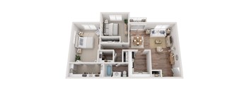 2 Bedroom Floor Plan at South Winds Apartments, Fall River