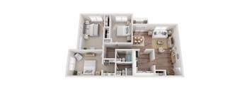 3 Bedroom Floor Plan at South Winds Apartments, Fall River, MA, 02720