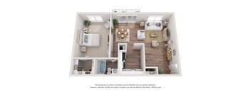 1 Bedroom Floor Plan at South Winds Apartments, Fall River