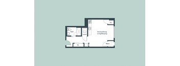 Studio_471sf Floor Plan at 1177 Greens Farms, Westport, CT, 06880