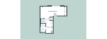 Studio_543sf Floor Plan at 1177 Greens Farms, Westport, CT, 06880