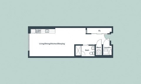 Studio_616sf Floor Plan at 1177 Greens Farms, Connecticut