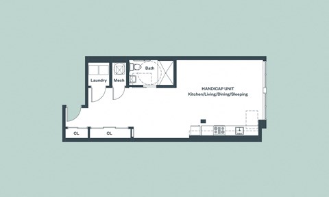 Studio_697sf Floor Plan at 1177 Greens Farms, Westport, CT