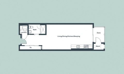 Studio_712sf Floor Plan at 1177 Greens Farms, Westport, 06880