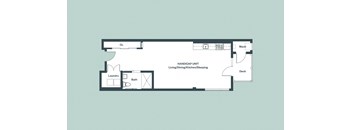 Studio_723sf Floor Plan at 1177 Greens Farms, Westport, Connecticut