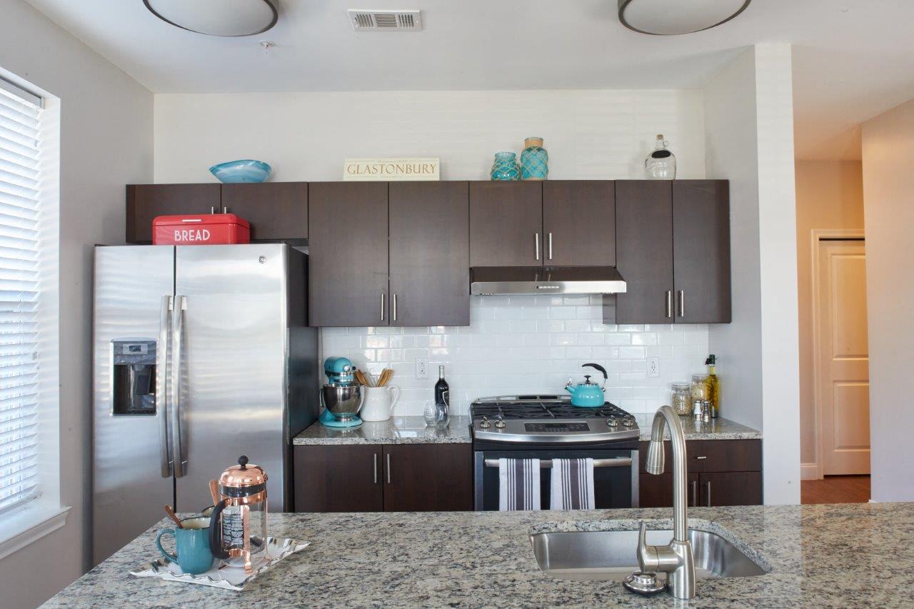 Modern Kitchen with stainless steel appliances at The Tannery, Glastonbury, Connecticut
