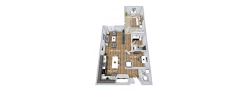 hematichematichematic diagram of a 3d apartment floor plan with roommates