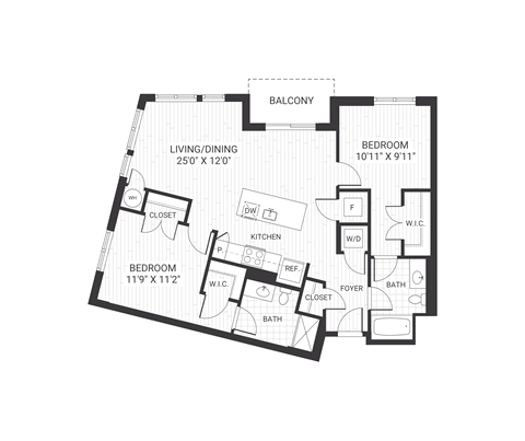 A black and white image of a house floor plan.