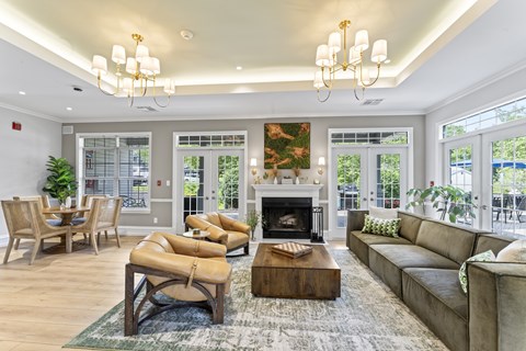 A living room with a fireplace and a couch.