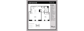 A floor plan for a 4-bedroom apartment with a living room, kitchen, and bathrooms.