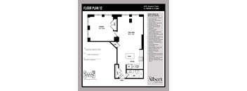 A floor plan for a 4th through 12th floor building with a living room, kitchen, and bedroom.