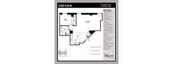 A floor plan for a 4th through 12th floor building with a list of amenities.