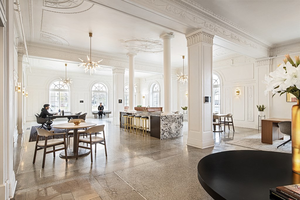 a photo of a common seating area