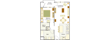 1 Bed B 2D Floor Plan