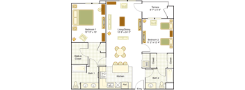 2 Bed A 2D Floor Plan