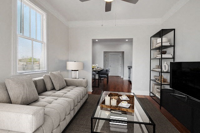 a living room with a couch and a coffee table
