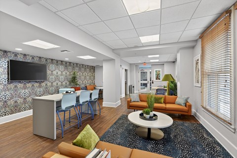 Apartment community room in downtown New Orleans with secured access