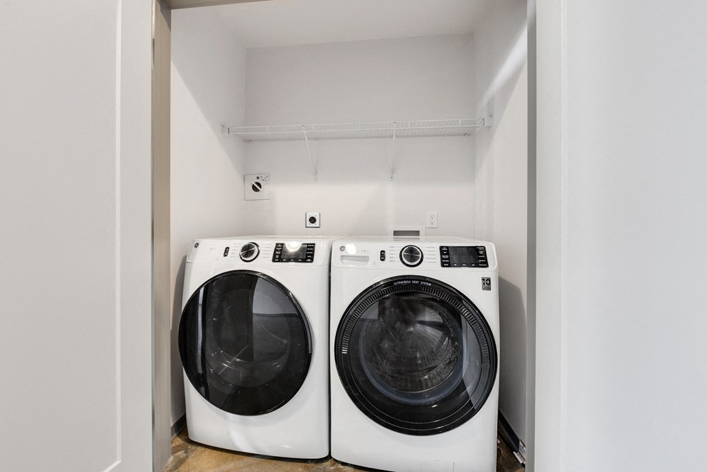 a washer and dryer in a laundry room