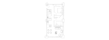 a floor plan of a small apartment with a bedroom and a living room