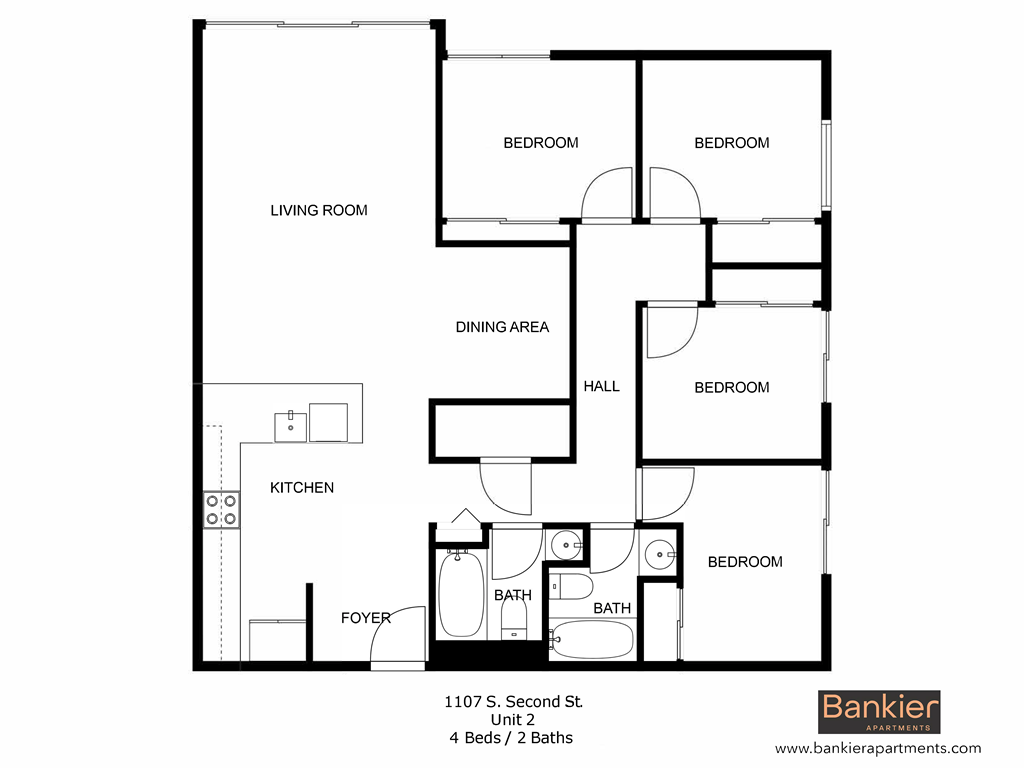 a floor plan of a residence with a bedroom and a living room