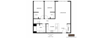 a floor plan of a house with a bedroom and a living room